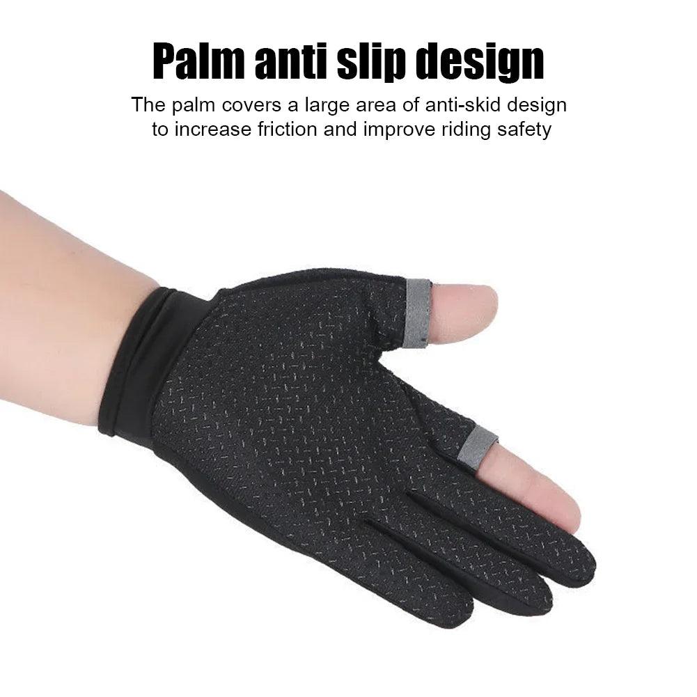 1Pair Fishing Gloves Anti-slip Breathable Two Finger Cut Sport Cycling Fishing Mitten Men Women Fashion Gloves Sport Equipment - MauBai