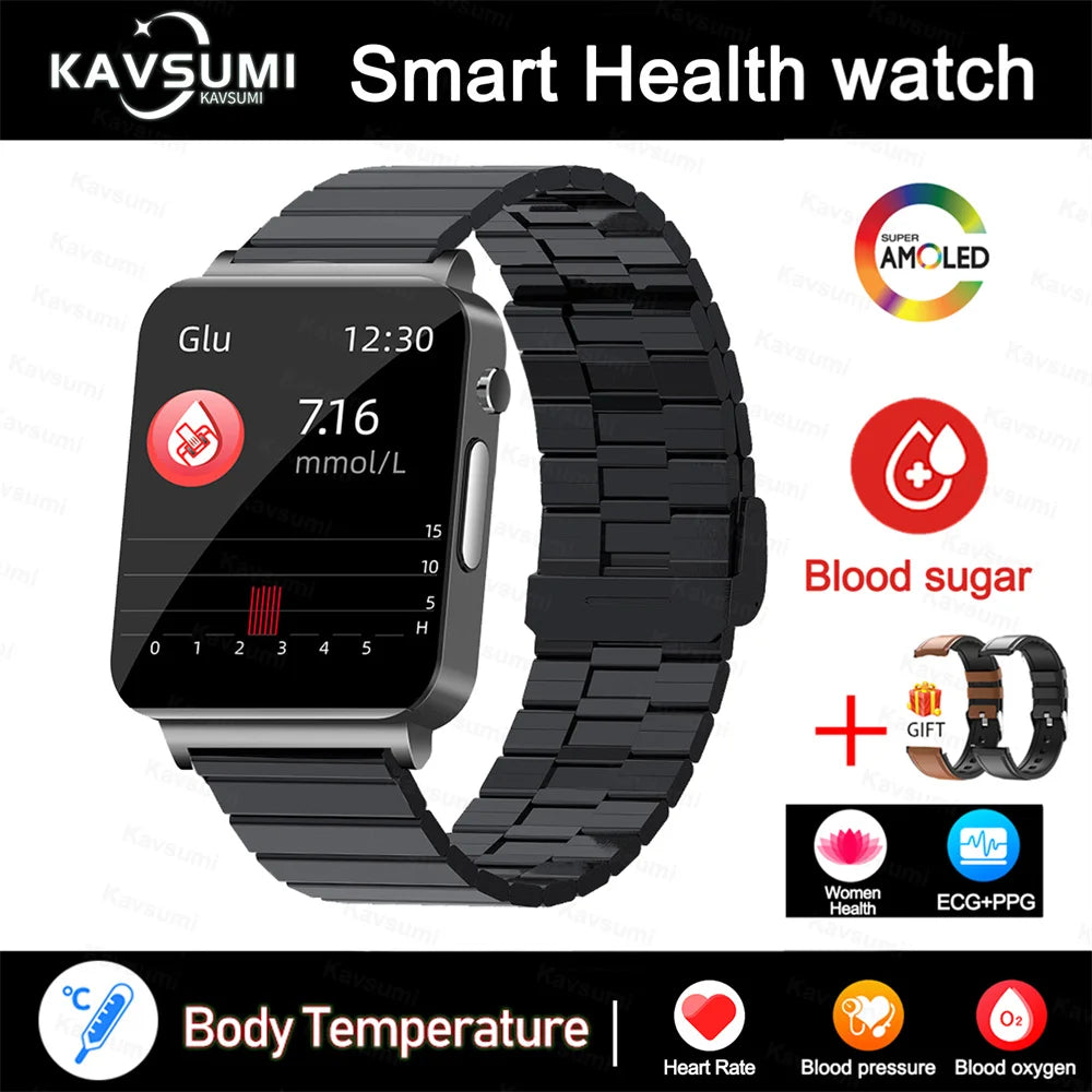 2024 New Accurate Measure Blood Sugar Smart Watch Men ECG+PPG Blood Pressure Heart Rate Monitor IP68 Waterproof Women Smartwatch