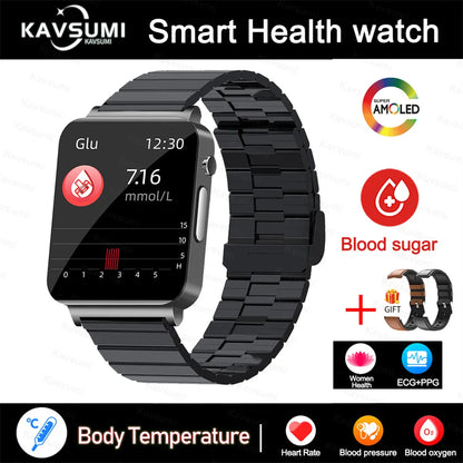 2024 New Accurate Measure Blood Sugar Smart Watch Men ECG+PPG Blood Pressure Heart Rate Monitor IP68 Waterproof Women Smartwatch