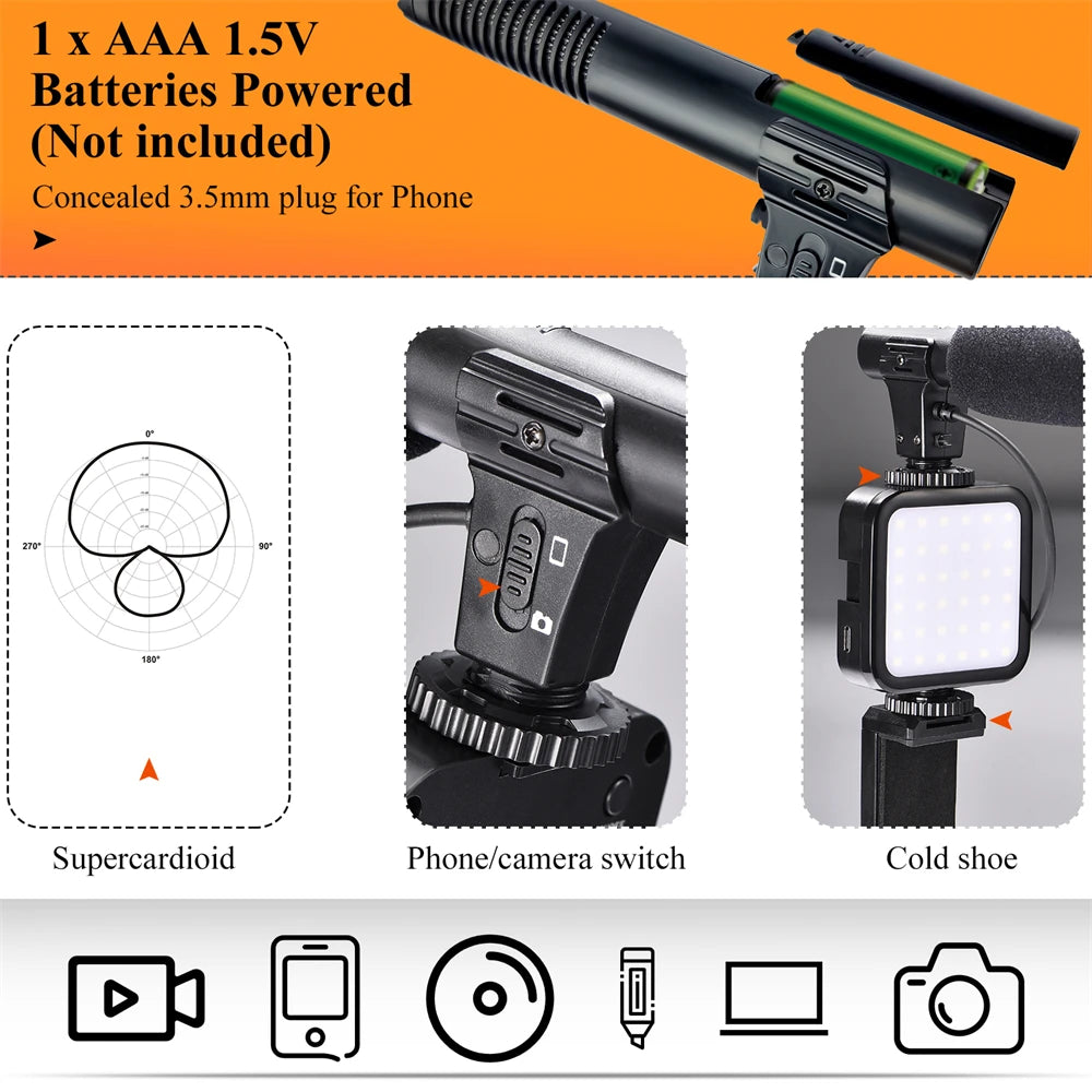 Portable Vlogging Kit Video Making Equipment with Tripod Bluetooth Control for SLR Camera Smartphone Youtube Photography