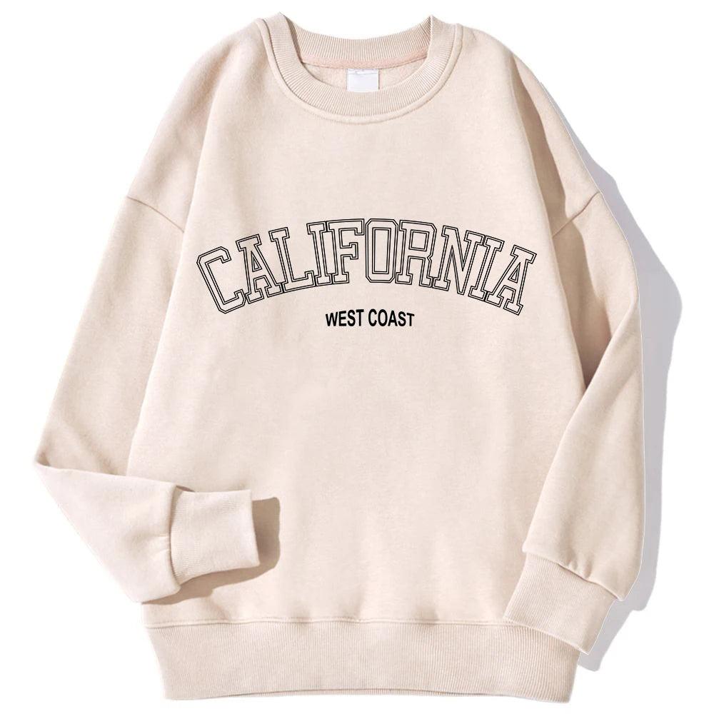 Korean Trend Woman Sweatshirts California West Coast Print Female hoodie Long Sleeves O-neck Pullovers Sporty and Rich Clothing - MauBai