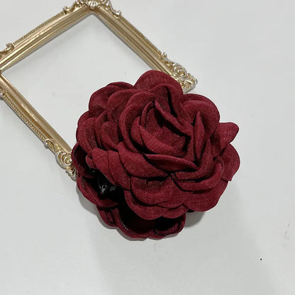 French Fabric Rose Flower Hair Claw Clips For Women Girls Hair Clip Barrette Hairpins Hair Clamps Headwear Hair Accessories Gift