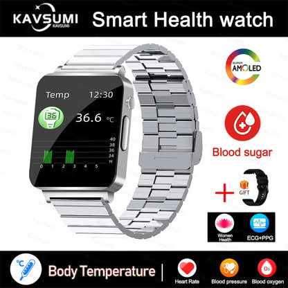 2024 New Accurate Measure Blood Sugar Smart Watch Men ECG+PPG Blood Pressure Heart Rate Monitor IP68 Waterproof Women Smartwatch