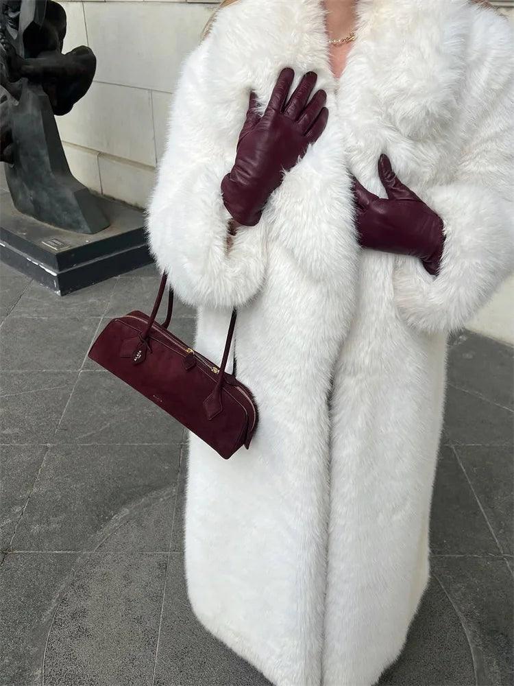 Tossy Winter Fur Feather Overcoat For Women Loose Cardigan Solid Luxury Elegant Jacket Clothes Warm 2025 Fur Feather Outwear