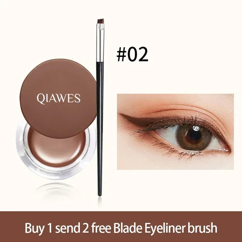 Black Brown Eyeliner Cream Waterproof Beauty Cosmetics Long Lasting Eyeliner Gel Eyeshadow Makeup Tools with Brush Set Eye Liner