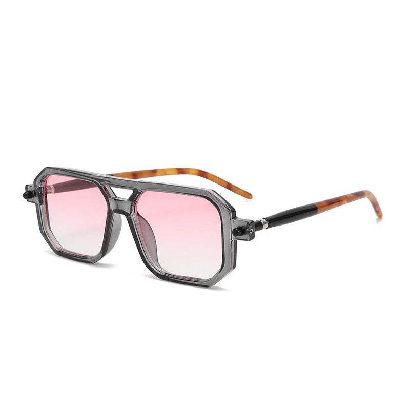 Vintage Gradient Double Bridge Sunglasses - Stylish Fashion Shades for Women and Men - Perfect for Driving, Beach Party