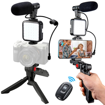 Portable Vlogging Kit Video Making Equipment with Tripod Bluetooth Control for SLR Camera Smartphone Youtube Photography