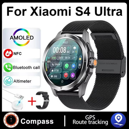 New For Xiaomi S4 Ultra Outdoor Sports Smart Watch Men 1.53 inch AMOLED NFC GPS Compass Heart rate Waterproof BT Call Smartwatch