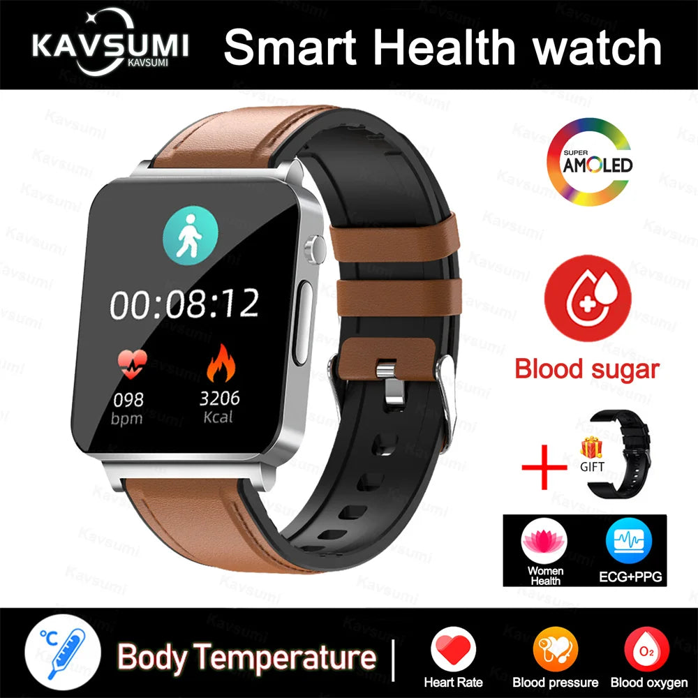 2024 New Accurate Measure Blood Sugar Smart Watch Men ECG+PPG Blood Pressure Heart Rate Monitor IP68 Waterproof Women Smartwatch