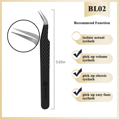 MAYOOC Eyelash Tweezers With Fiber Tips Stainless Steel High Precision Tweezer Volume Fans lash Tweezer Makeup Tools Custom Logo