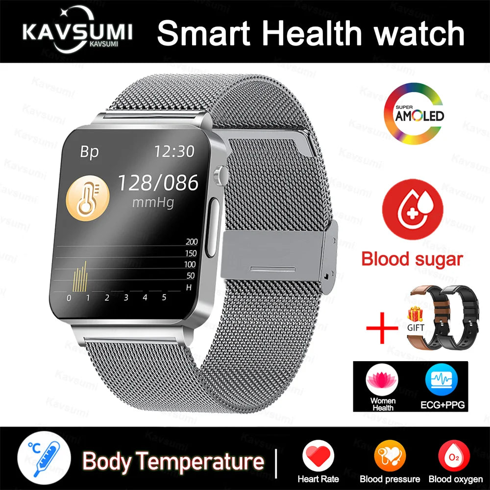 2024 New Accurate Measure Blood Sugar Smart Watch Men ECG+PPG Blood Pressure Heart Rate Monitor IP68 Waterproof Women Smartwatch