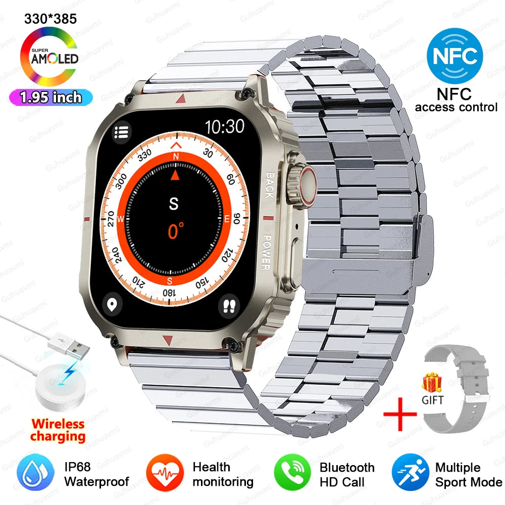 2025 New For Xiaomi Samsung Galaxy Smart Watch Men Outdoor GPS Sports Fitness Tracker Health Monitor 1.95" NFC Call Smartwatch