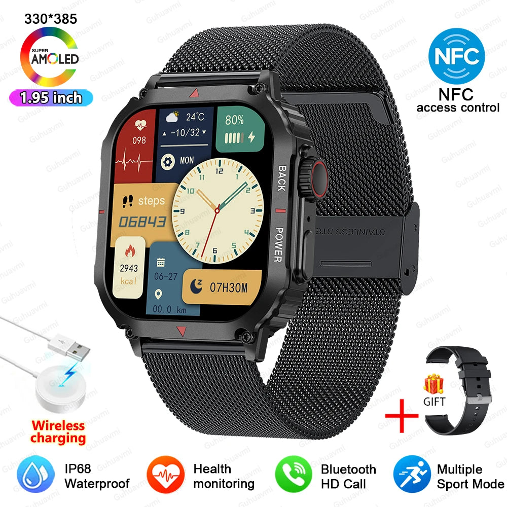 2025 New For Xiaomi Samsung Galaxy Smart Watch Men Outdoor GPS Sports Fitness Tracker Health Monitor 1.95" NFC Call Smartwatch