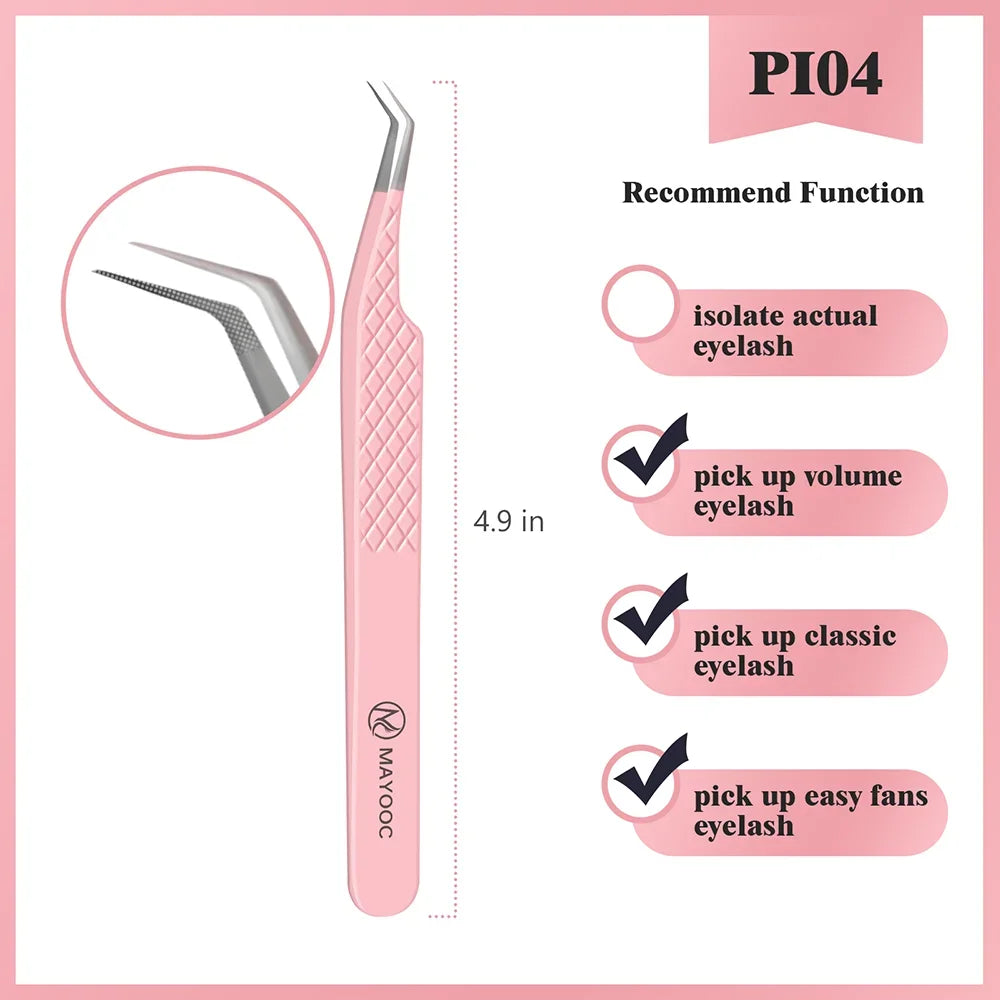 MAYOOC Eyelash Tweezers With Fiber Tips Stainless Steel High Precision Tweezer Volume Fans lash Tweezer Makeup Tools Custom Logo