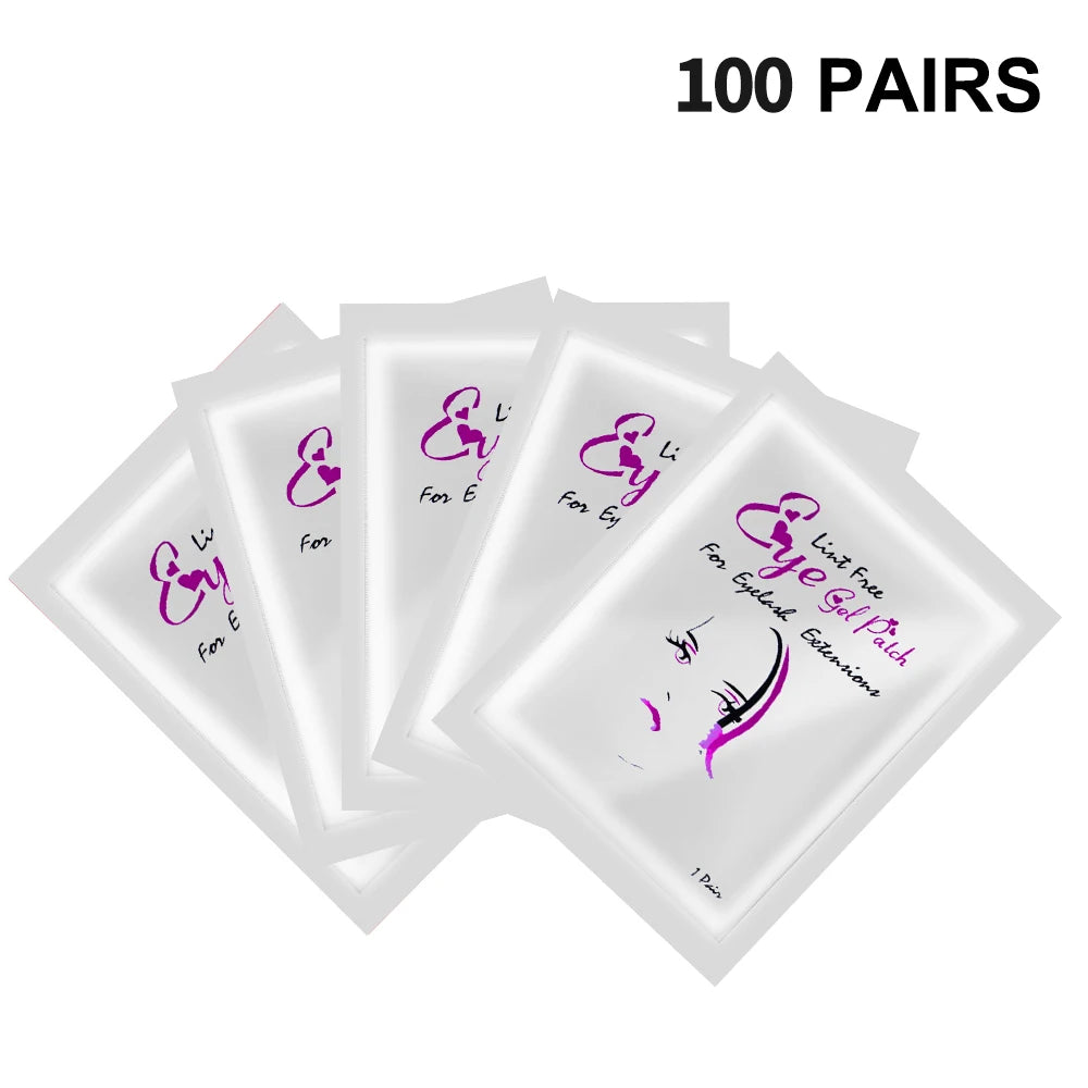 100Pairs Hydrogel Eyelash Patches Under Eye Pads Gel Patch Lashes Patches for Extension Makeup Eye Pads Eyelash Extension Patch