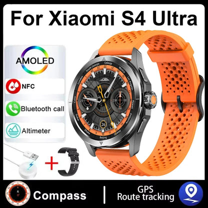 New For Xiaomi S4 Ultra Outdoor Sports Smart Watch Men 1.53 inch AMOLED NFC GPS Compass Heart rate Waterproof BT Call Smartwatch