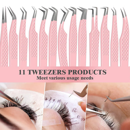 MAYOOC Eyelash Tweezers With Fiber Tips Stainless Steel High Precision Tweezer Volume Fans lash Tweezer Makeup Tools Custom Logo