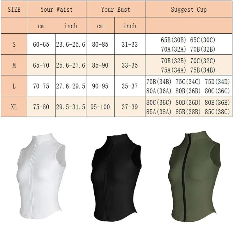 Aiithuug Athletic Zip Up Sweat Vest Jacket Sleeveless Running Yoga Tops High Neck Shirts Sports Top Fitness Women Workout Tops - MauBai