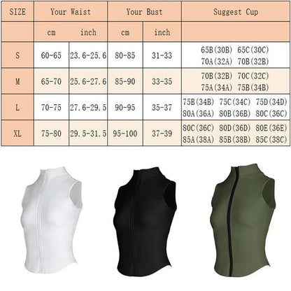 Aiithuug Athletic Zip Up Sweat Vest Jacket Sleeveless Running Yoga Tops High Neck Shirts Sports Top Fitness Women Workout Tops - MauBai