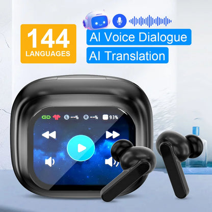 Original GREATWALL AI Translator Wireless Bluetooth Earphones Earbuds Stereo Sound Headphones ANC Noise Reduction Touch Display