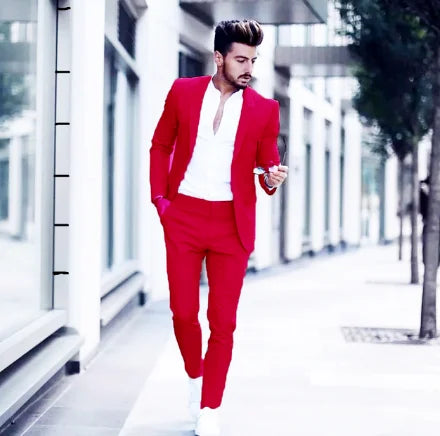 2023 Casual Fashion Luxurious Business Men's Suit for Wedding Party Tuxedos Slim Fit Peak Lapel Pink Suits Male(Jacket+Pants)