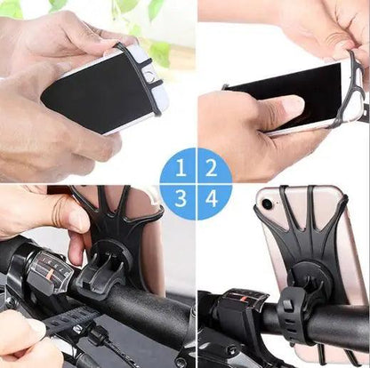 Universal Shockproof Elastic Silicone Mount Phone Holder Stand Riding Cycling Moto Bicycle MTB Bike Phone GPS Support Bracket - MauBai