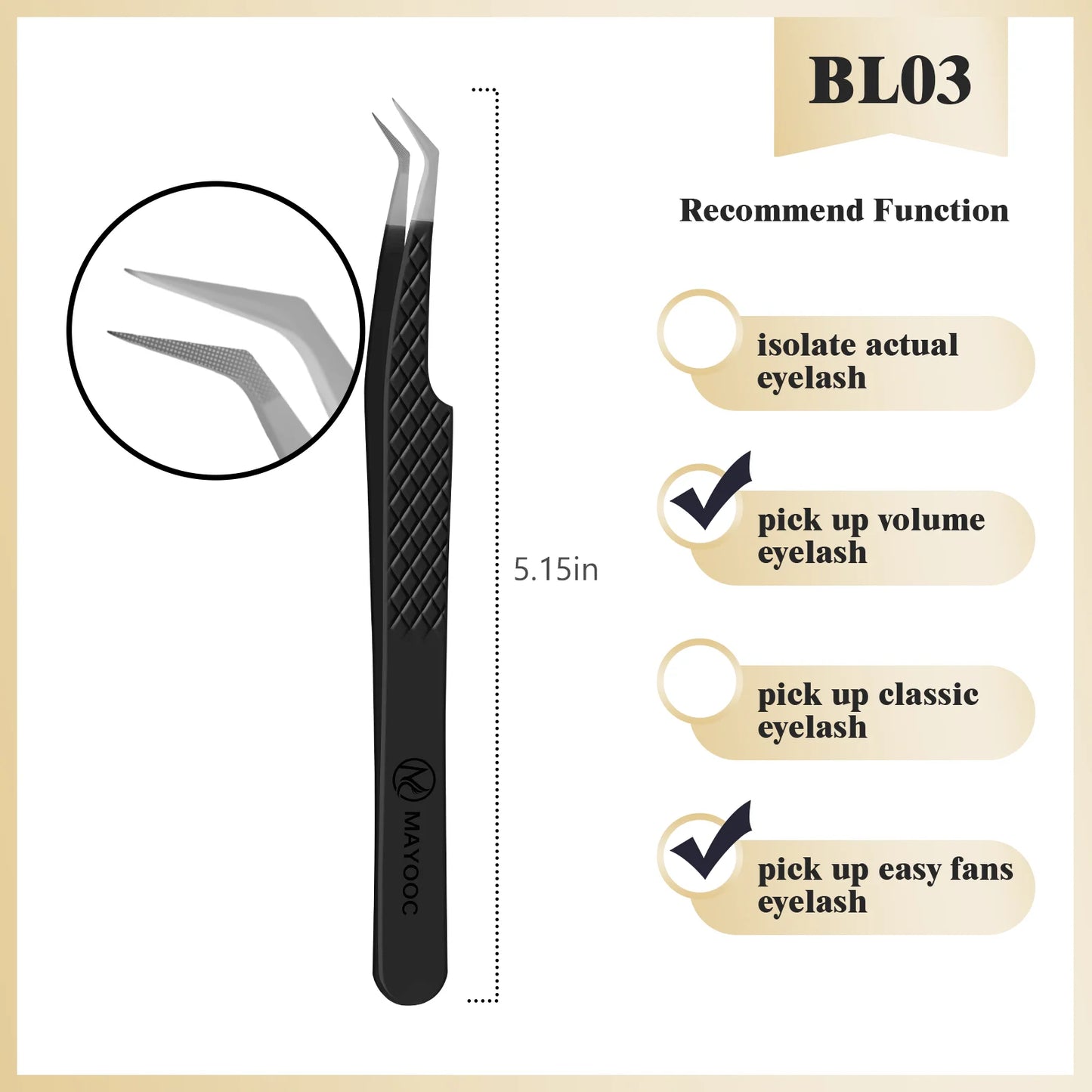 MAYOOC Eyelash Tweezers With Fiber Tips Stainless Steel High Precision Tweezer Volume Fans lash Tweezer Makeup Tools Custom Logo