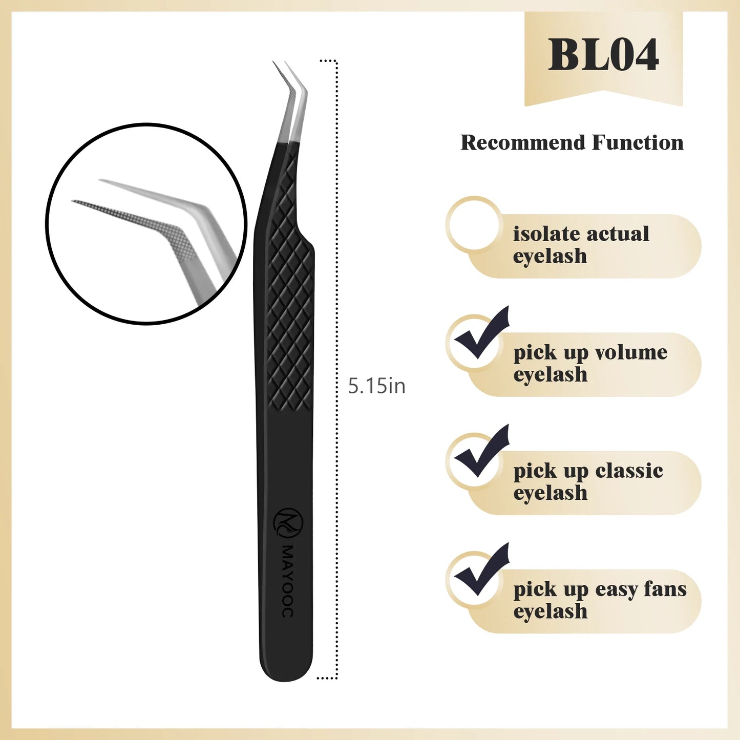 MAYOOC Eyelash Tweezers With Fiber Tips Stainless Steel High Precision Tweezer Volume Fans lash Tweezer Makeup Tools Custom Logo