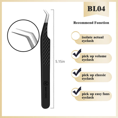 MAYOOC Eyelash Tweezers With Fiber Tips Stainless Steel High Precision Tweezer Volume Fans lash Tweezer Makeup Tools Custom Logo