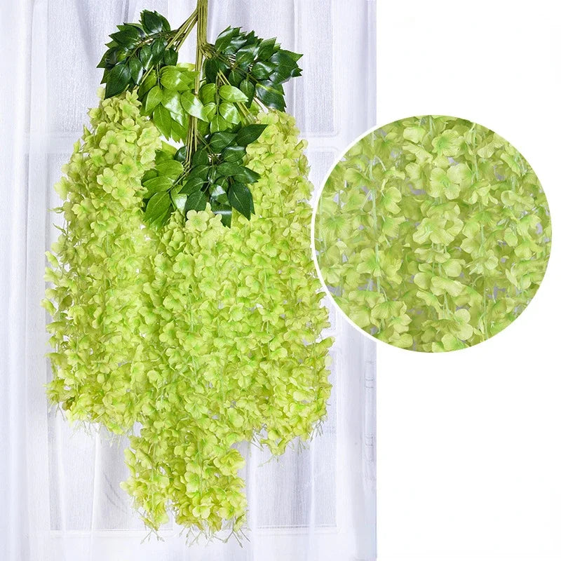 12PCs Wisteria Artificial Flowers Hanging Garland Vine Rattan Fake Flower String Silk Flowers for Home Garden Wedding Decoration