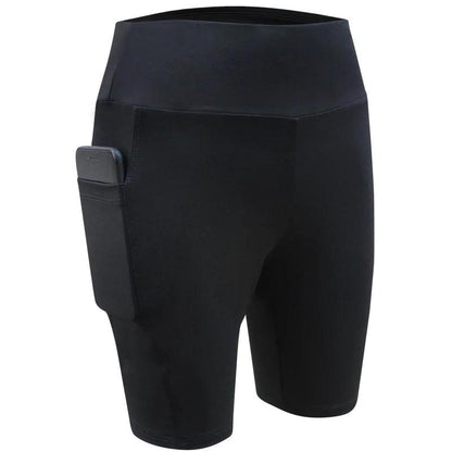 2022 Sports Pants Tight Running Shorts Yoga Cycling Pants Women's Sports Five Pants High Waist High Stretch Shorts Pocket Phone - MauBai