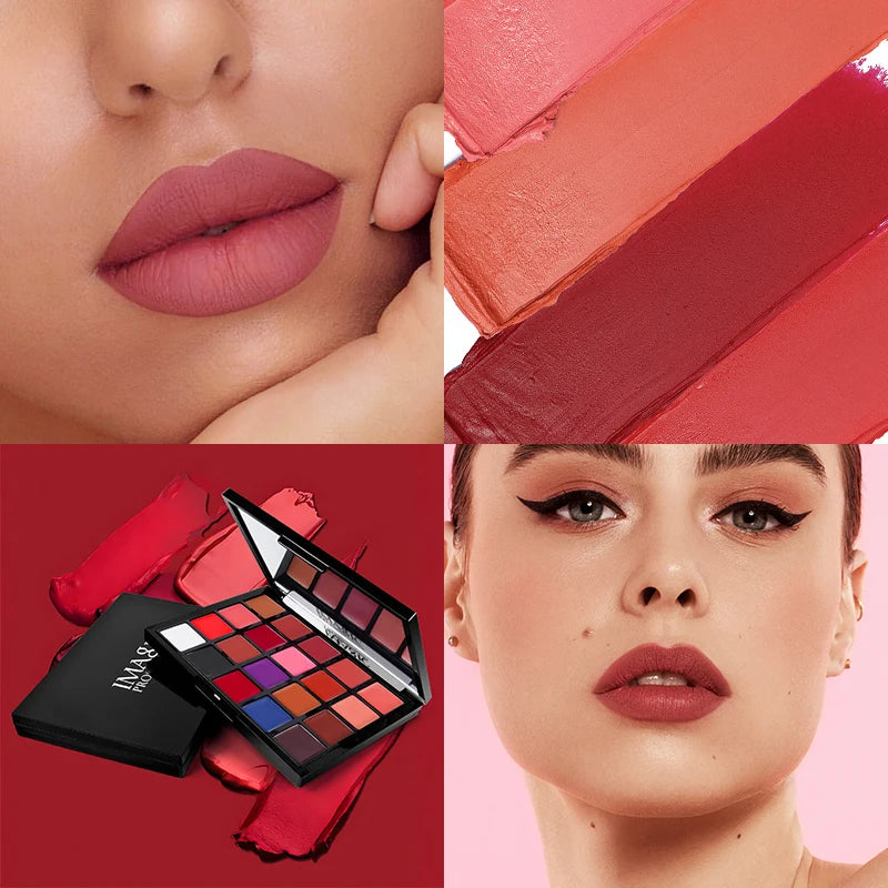 IMAGIC 20 Colors Lipstick Palette Matte Velvet Lip Makeup Long Lasting Lip High Pigmented