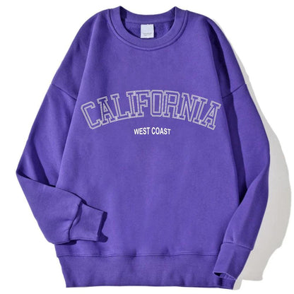 Korean Trend Woman Sweatshirts California West Coast Print Female hoodie Long Sleeves O-neck Pullovers Sporty and Rich Clothing - MauBai