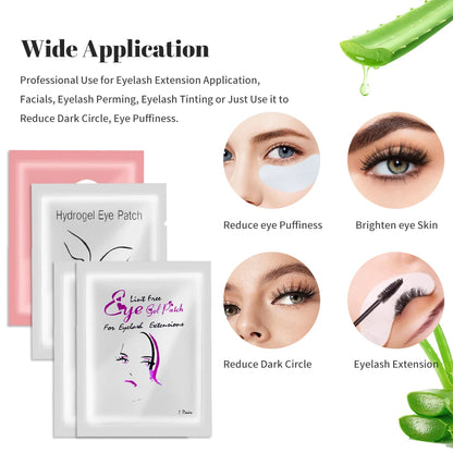 100Pairs Hydrogel Eyelash Patches Under Eye Pads Gel Patch Lashes Patches for Extension Makeup Eye Pads Eyelash Extension Patch