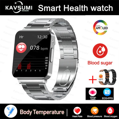 2024 New Accurate Measure Blood Sugar Smart Watch Men ECG+PPG Blood Pressure Heart Rate Monitor IP68 Waterproof Women Smartwatch