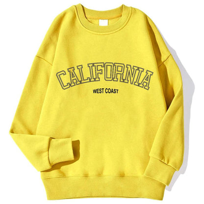 Korean Trend Woman Sweatshirts California West Coast Print Female hoodie Long Sleeves O-neck Pullovers Sporty and Rich Clothing - MauBai