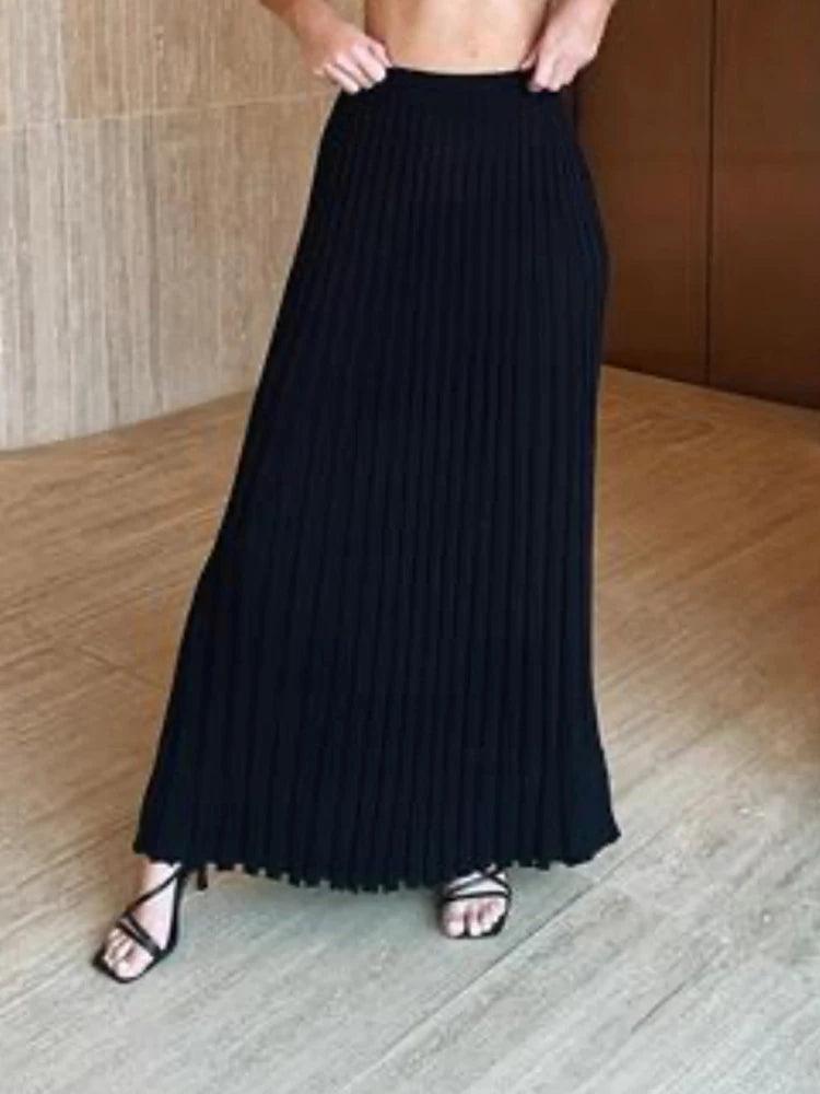 Tossy New White Knit Two Piece Women Sets Fall Ribbed Tank Top And Pleated Knitted Skirt Suits For Women Long Dress Sets Summer - MauBai