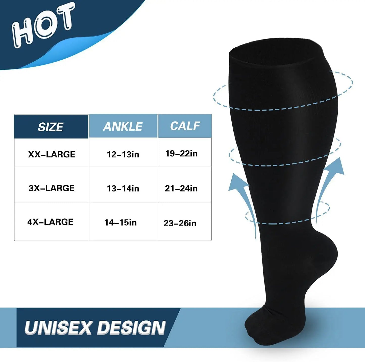 4XL Enlarged Compression Socks Solid Color Men's Diabetes Varicose Vein Sports Socks Women's Bicycle Running New Wholesale