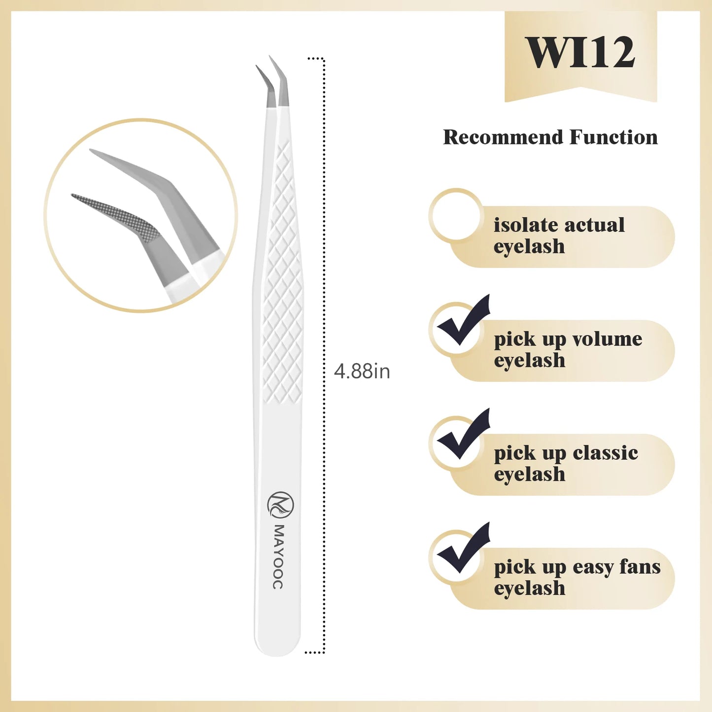 MAYOOC Eyelash Tweezers With Fiber Tips Stainless Steel High Precision Tweezer Volume Fans lash Tweezer Makeup Tools Custom Logo