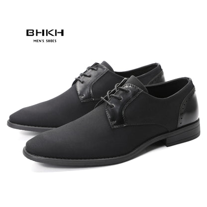 BHKH Men Dress Shoes Lace Up Men Casual Shoes Sapato Social Masculino Black Business Work Office Shoes For Men