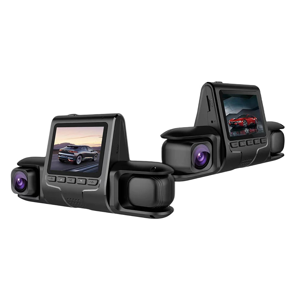 3 Camera Lens Car DVR 3-Channel Dual Lens Dash Cam HD 1080P Dash Camera Video Recorder 24H Parking Monitoring Dashcam