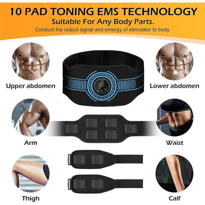 Abdominal Toning Belt EMS Muscle Stimulator Toner Waist Body Slimming Shaping Waist Arm Leg Massage Lose Weight Home Fitness - MauBai