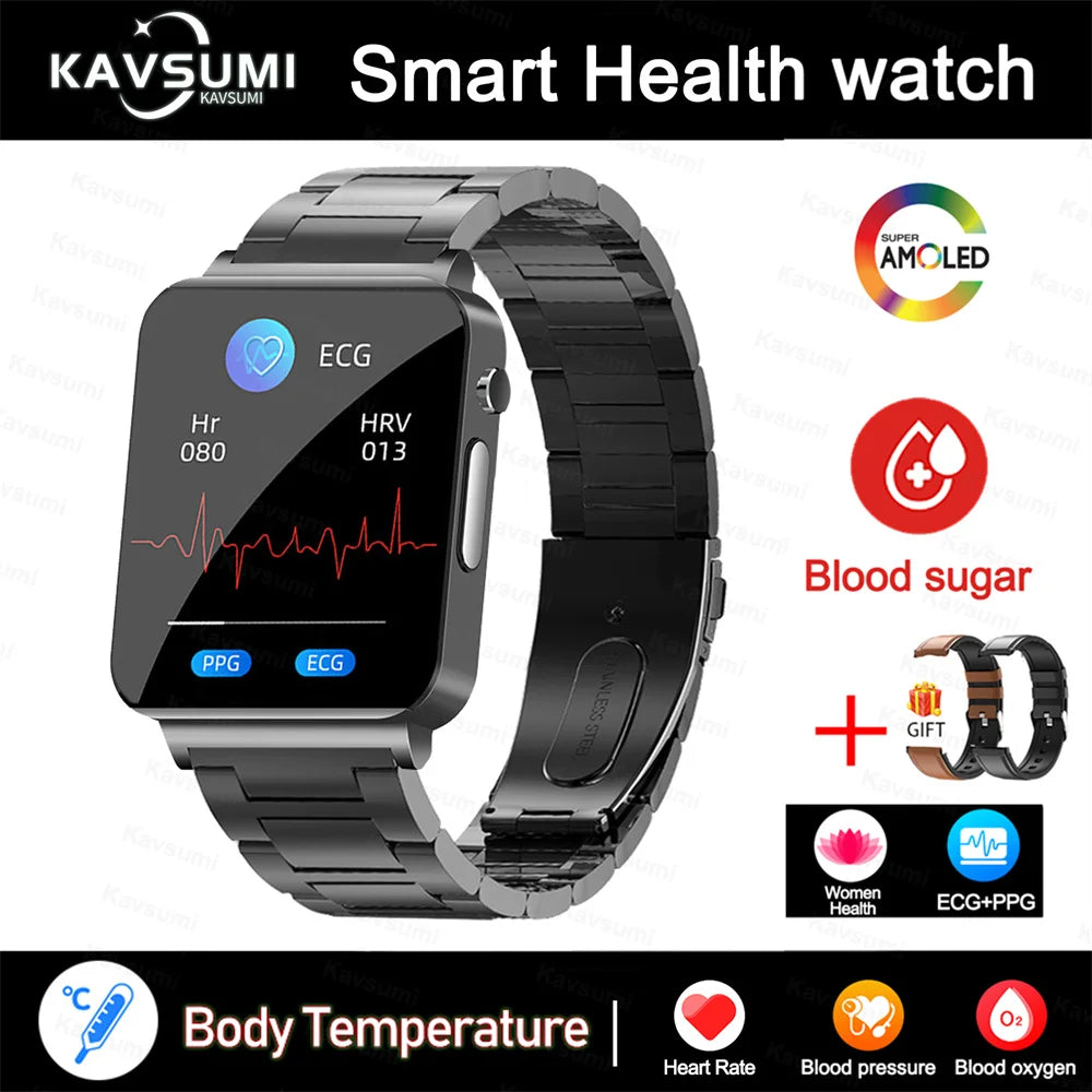 2024 New Accurate Measure Blood Sugar Smart Watch Men ECG+PPG Blood Pressure Heart Rate Monitor IP68 Waterproof Women Smartwatch