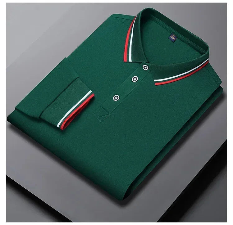 White,Dark green lapel POLO shirt long sleeve advertising shirt cultural shirt work clothes activities group clothing wholesale