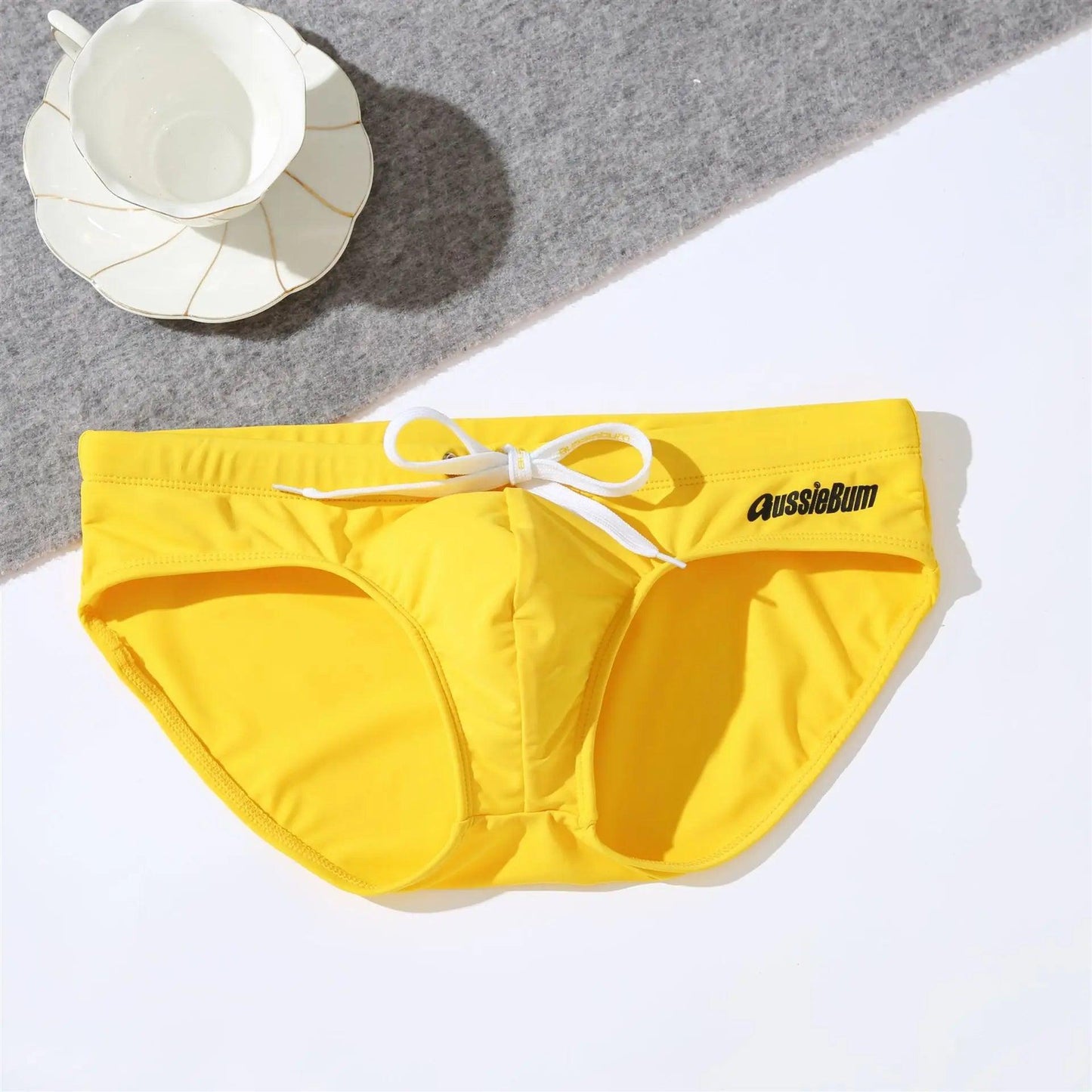 Men's Swimming Trunk Youth Fashion Low Waist Elastic Comfy Tie Up Bulge Pouch Quick Dry Sportswear Hot Spring Beach Board Shorts - MauBai