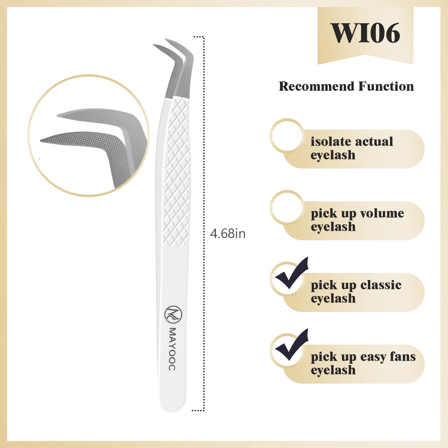 MAYOOC Eyelash Tweezers With Fiber Tips Stainless Steel High Precision Tweezer Volume Fans lash Tweezer Makeup Tools Custom Logo