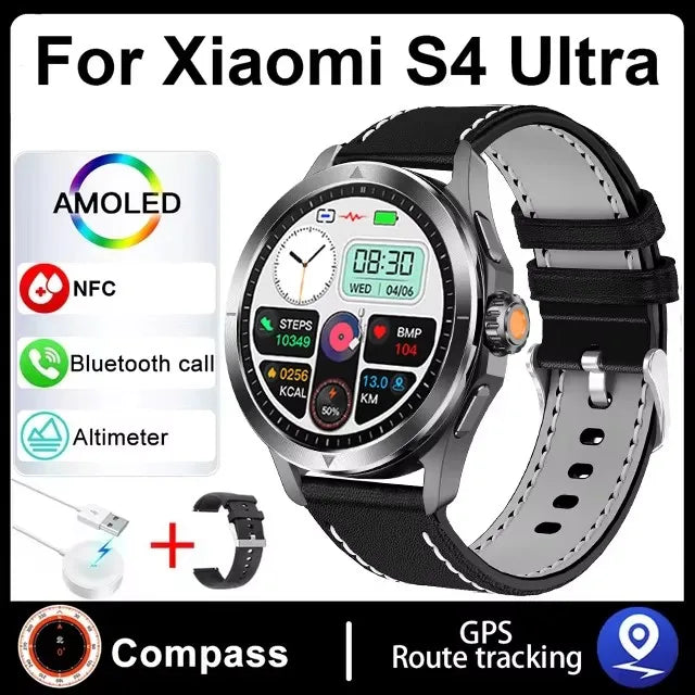 New For Xiaomi S4 Ultra Outdoor Sports Smart Watch Men 1.53 inch AMOLED NFC GPS Compass Heart rate Waterproof BT Call Smartwatch