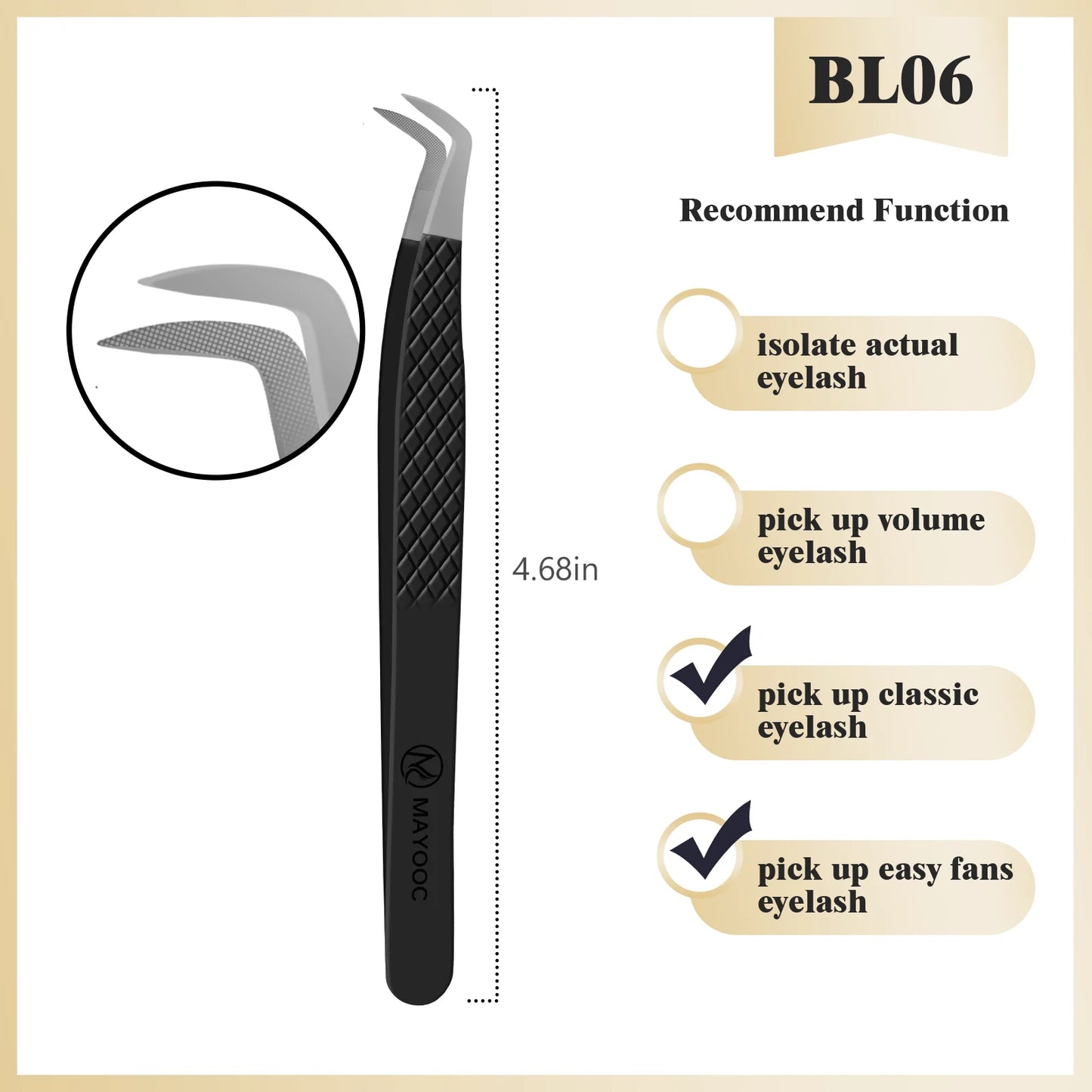 MAYOOC Eyelash Tweezers With Fiber Tips Stainless Steel High Precision Tweezer Volume Fans lash Tweezer Makeup Tools Custom Logo