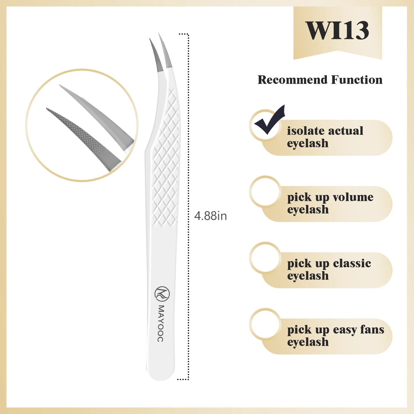 MAYOOC Eyelash Tweezers With Fiber Tips Stainless Steel High Precision Tweezer Volume Fans lash Tweezer Makeup Tools Custom Logo