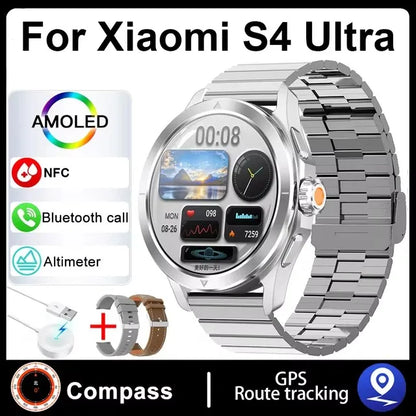 New For Xiaomi S4 Ultra Outdoor Sports Smart Watch Men 1.53 inch AMOLED NFC GPS Compass Heart rate Waterproof BT Call Smartwatch